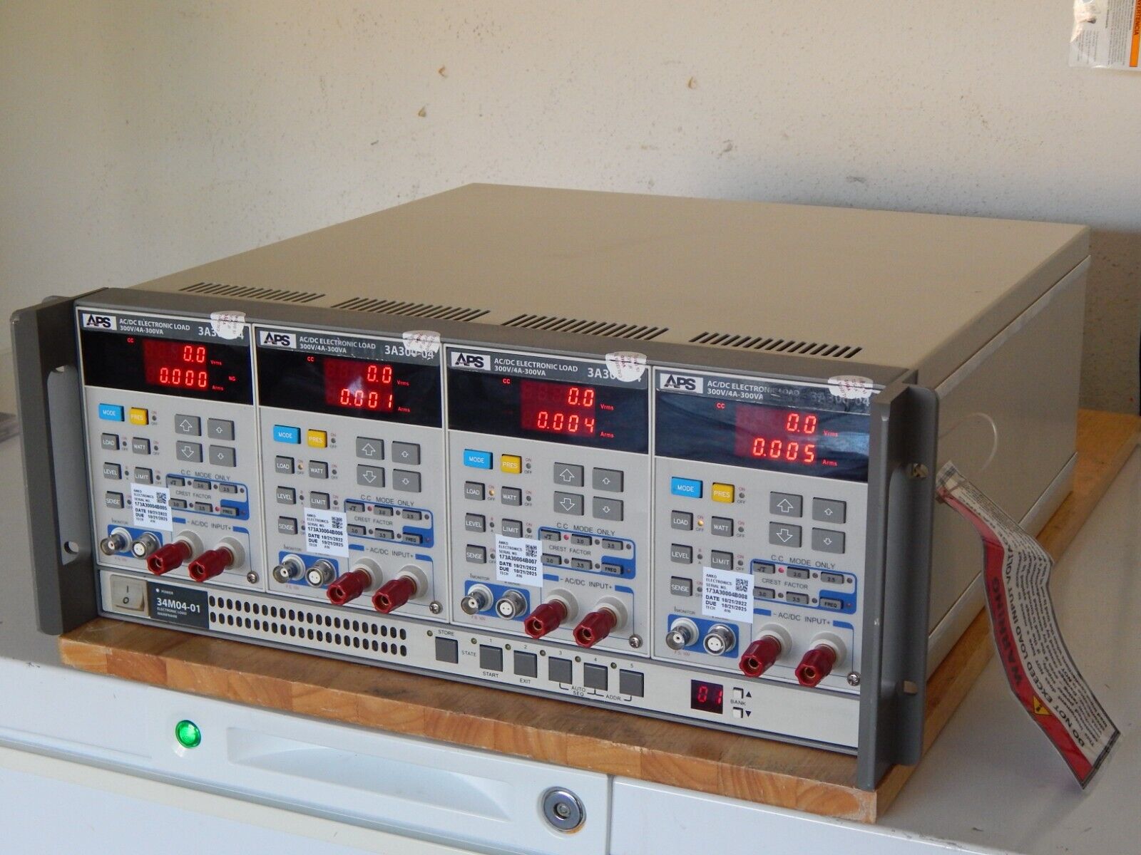 APS AC/DC Load 300V/4A-300VA 4 modules GPIB 34M04-01 Mainframe, NIST Cal'd APS AC/DC Load 300V/4A-300VA 4 modules GPIB 34M04-01 Mainframe, NIST Cal'd